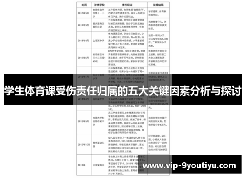 学生体育课受伤责任归属的五大关键因素分析与探讨