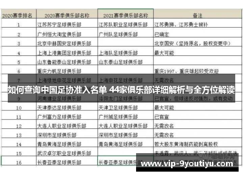如何查询中国足协准入名单 44家俱乐部详细解析与全方位解读